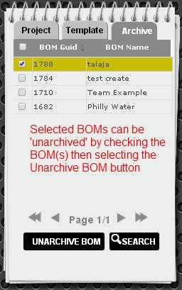 unarchive BOM list
